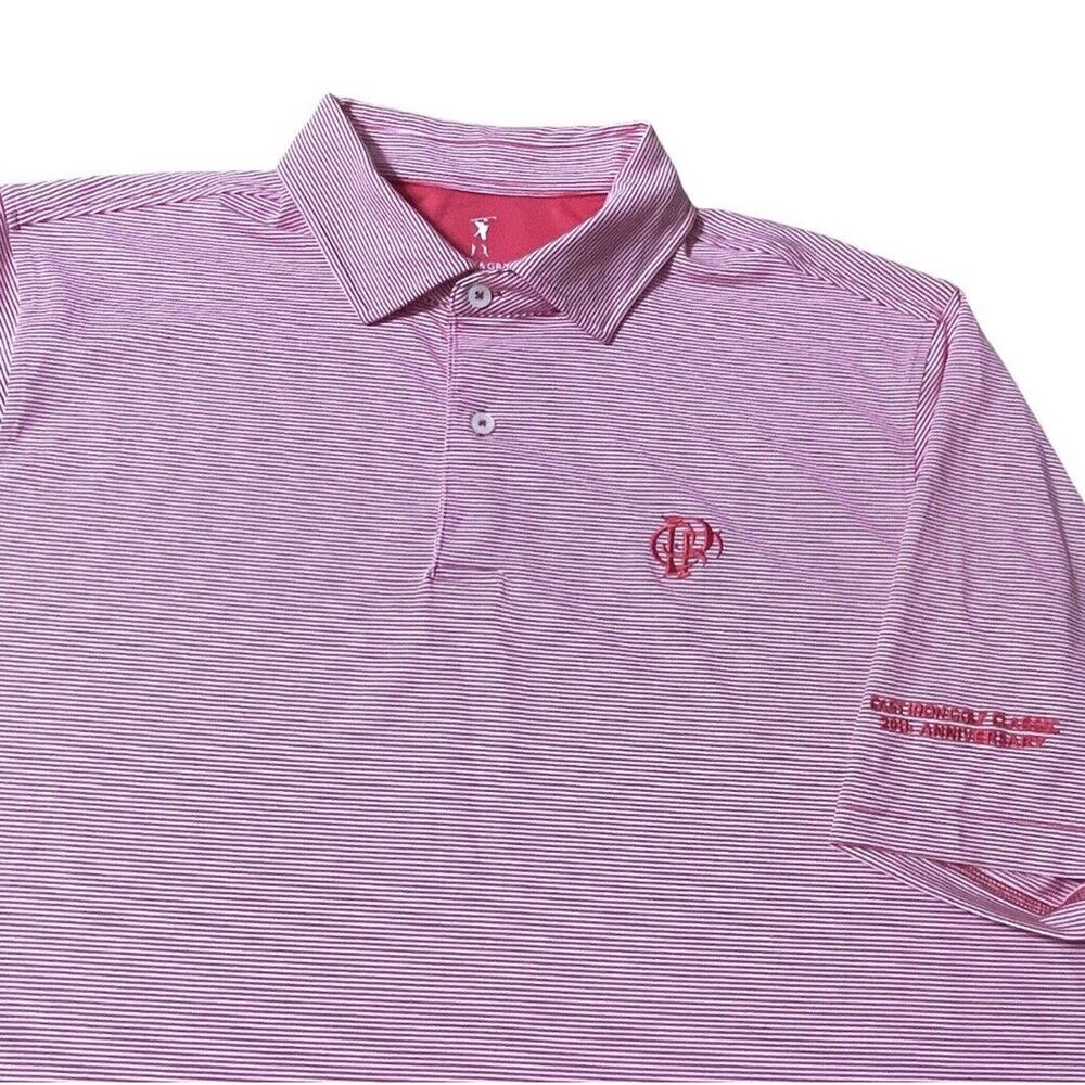 NEW Fairway & Greene Cast Iron Golf Classic Polo Shirt USA Stripes Red XL Men